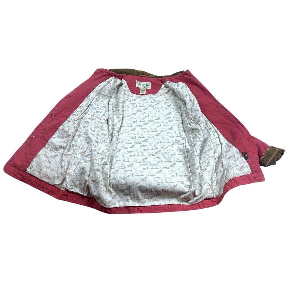 LL Bean Chore Barn Canvas Coat Utility Jacket Red Womens MED Flannel Lined - Picture 7 of 13